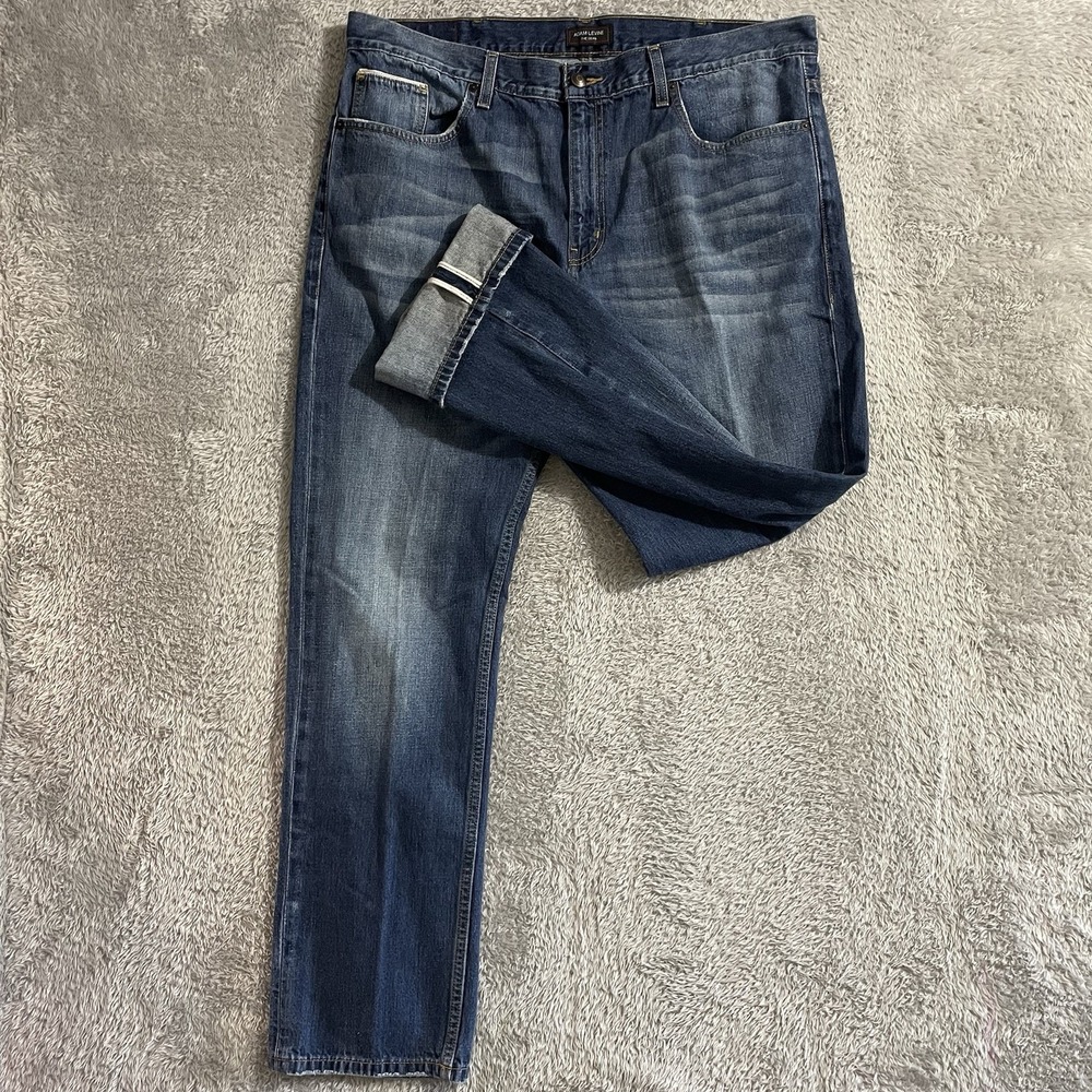 Adam Levine Jeans Mens 38x32 The‎ Dean Redline Selvedge Whiskering Dark Wash